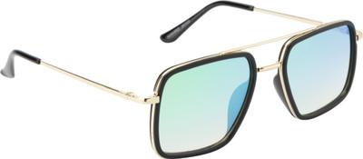 Mast & Harbour Retro Square Sunglasses(For Men & Women, Green)