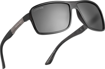ROYAL SON Rectangular Sunglasses(For Men, Black)