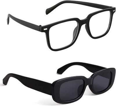 ELLIGATOR Rectangular Sunglasses(For Men & Women, Clear, Black)