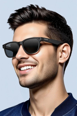 HP Gold Retro Square Sunglasses(For Boys & Girls, Black)