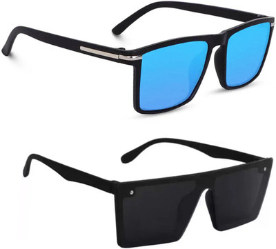 ELLIGATOR Retro Square Sunglasses(For Men & Women, Blue, Black)