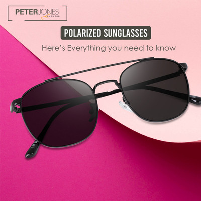 PETER JONES Retro Square Sunglasses(For Men & Women, Black)