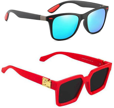 ELLIGATOR Retro Square, Sports, Wayfarer, Rectangular Sunglasses(For Men & Women, Blue, Black)