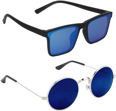 ELLIGATOR Retro Square, Sports, Wayfarer, Rectangular Sunglasses(For Men & Women, Blue, Blue)