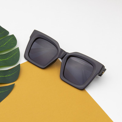 Ted Smith Retro Square Sunglasses(For Men & Women, Black)