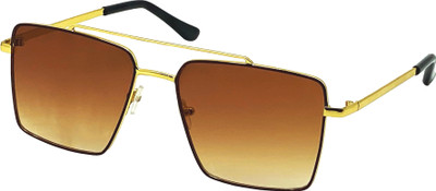LOUIS KOUROS Retro Square Sunglasses(For Men & Women, Brown, Clear)