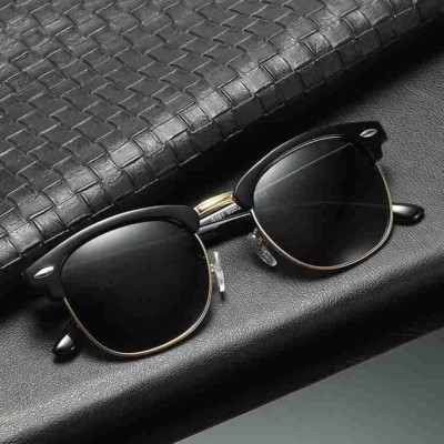 ANJANERI Clubmaster, Spectacle  Sunglasses(For Men & Women, Black)