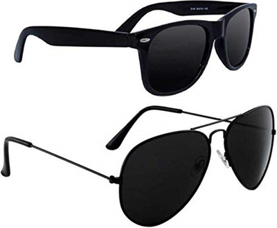 shah collections Aviator, Wayfarer Sunglasses(For Men & Women, Black)