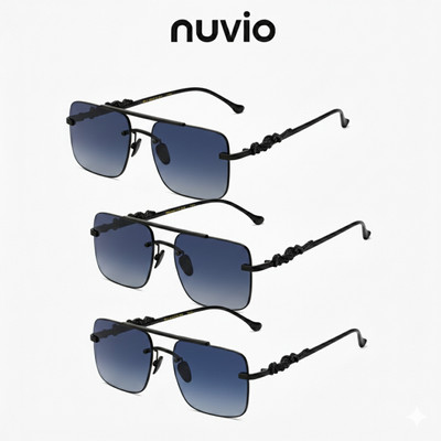NUVIO Over-sized, Retro Square Sunglasses(For Men & Women, Blue)