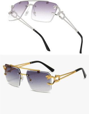 Zeemork Rectangular Sunglasses(For Men & Women, Grey)