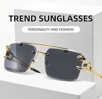 Netwiz Rectangular Sunglasses(For Men & Women, Black)