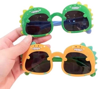 DCELLA Retro Square Sunglasses(For Boys & Girls, Yellow, Green)