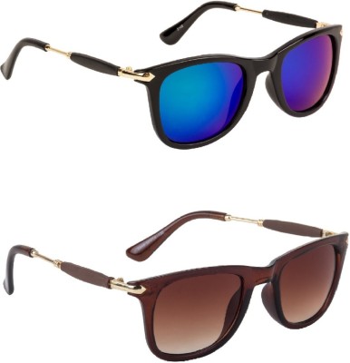 GLAND Wayfarer Sunglasses(For Men & Women, Blue, Brown)