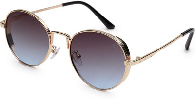 Hashtag eyewear Round Sunglasses(For Men, Brown, Blue)