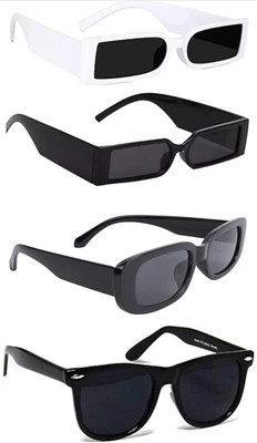 ARICKS Rectangular, Cat-eye Sunglasses(For Men & Women, Black)