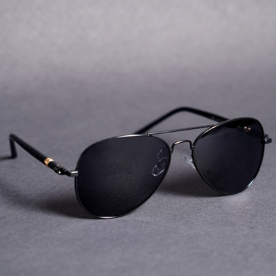 Black Jones Aviator Sunglasses(For Men & Women, Black)