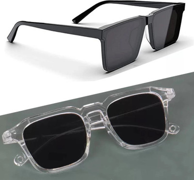 KRILLEN SHADES Retro Square Sunglasses(For Men & Women, Black)