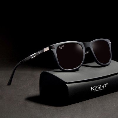 RESIST EYEWEAR Wayfarer, Rectangular Sunglasses(For Men & Women, Black)