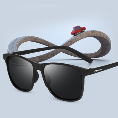 PETER JONES Retro Square Sunglasses(For Men & Women, Black)