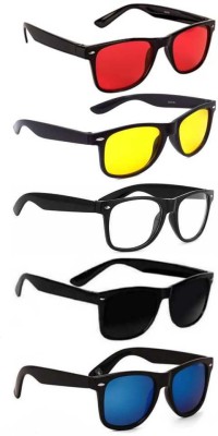 Vpress Wayfarer Sunglasses(For Men & Women, Black, Yellow, Blue, Clear, Red)