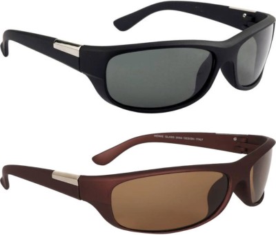 Rich Club Wrap-around Sunglasses(For Men, Black)