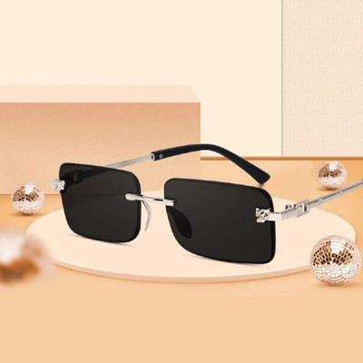 HAIRUM Rectangular Sunglasses(For Men, Black)