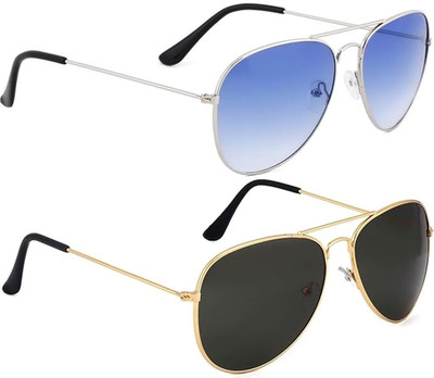 shah collections Aviator Sunglasses(For Men & Women, Blue, Black)