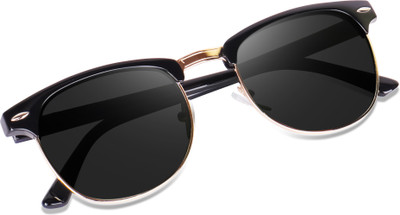 DKERAOD Clubmaster Sunglasses(For Men & Women, Black)