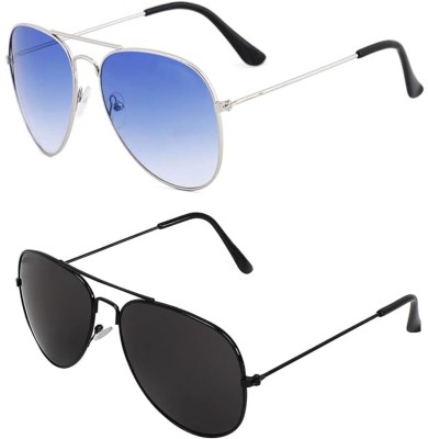 The Studded Aviator Sunglasses(For Men & Women, Blue, Black)