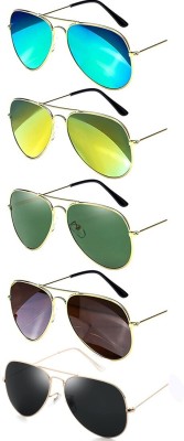 Elligator Aviator Sunglasses(For Men & Women, Green, Black, Brown, Blue, Green)