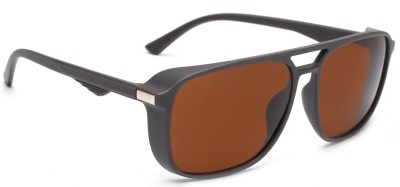 Singco India Retro Square Sunglasses(For Men & Women, Brown)