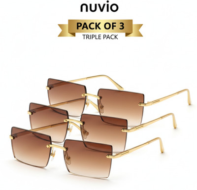 NUVIO Rectangular Sunglasses(For Boys & Girls, Brown)