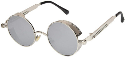 sunwear Round Sunglasses(For Men, Silver)