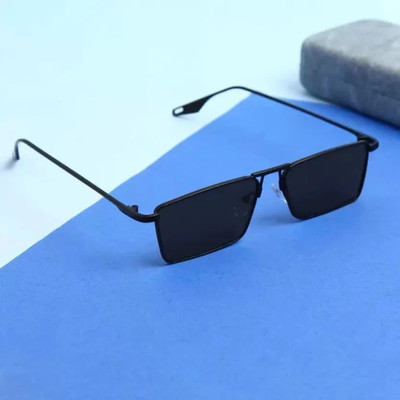 GANSTA Rectangular Sunglasses(For Men & Women, Black)