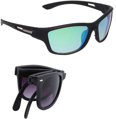 ELLIGATOR Wrap-around Sunglasses(For Men & Women, Green, Black)