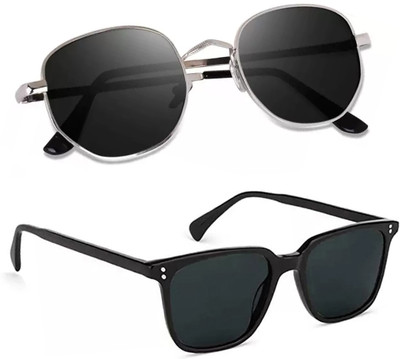 ELLIGATOR Aviator Sunglasses(For Men & Women, Black)