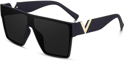 Elyvo Rectangular Sunglasses(For Men & Women, Black)