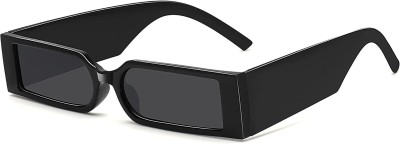 Dark Wost Rectangular Sunglasses(For Men & Women, Black)