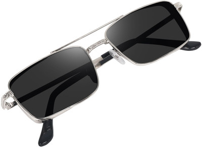 revcart Retro Square, Rectangular Sunglasses(For Men & Women, Black)