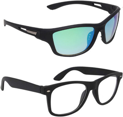 ELLIGATOR Wrap-around Sunglasses(For Men & Women, Green, Clear)