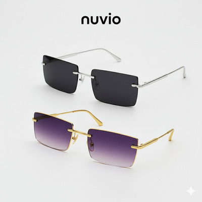 NUVIO Rectangular, Shield Sunglasses(For Boys & Girls, Black, Violet)