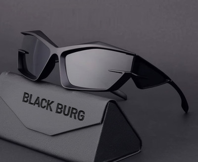 BLACK BURG Rectangular Sunglasses(For Men & Women, Black)