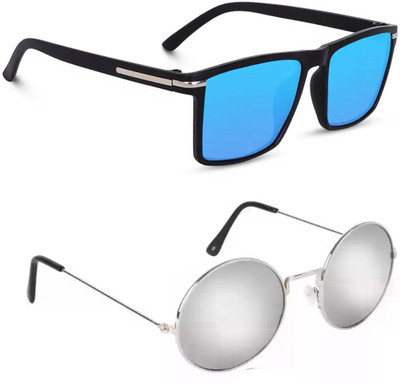 ELLIGATOR Retro Square Sunglasses(For Men & Women, Blue, Silver)