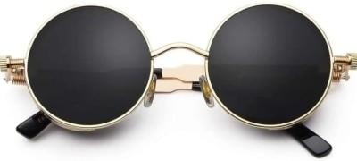 UVYSUNGLASSES Round, Shield Sunglasses(For Men & Women, Black)