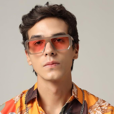 Lenskandy Rectangular Sunglasses(For Men, Grey)