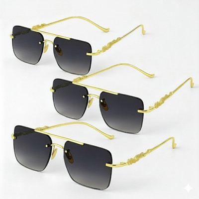 NUVIO Rectangular, Over-sized Sunglasses(For Men & Women, Violet)