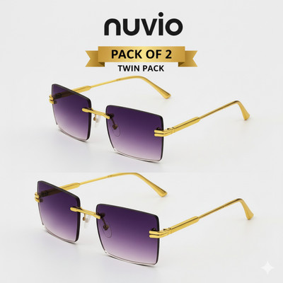 NUVIO Rectangular, Shield Sunglasses(For Boys & Girls, Violet, Golden, Purple)