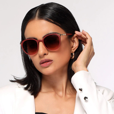 Hashtag eyewear Oval Sunglasses(For Women, Red)