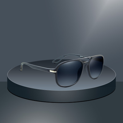 jiebo Rectangular Sunglasses(For Men & Women, Black)