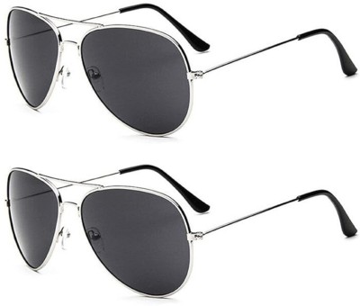 The Studded Aviator Sunglasses(For Men & Women, Black)